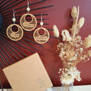 boucles d'oreilles personnalisées en bois - modèle PING