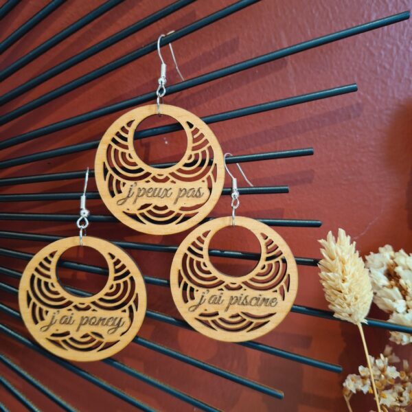 boucles d'oreilles personnalisées en bois - modèle RING