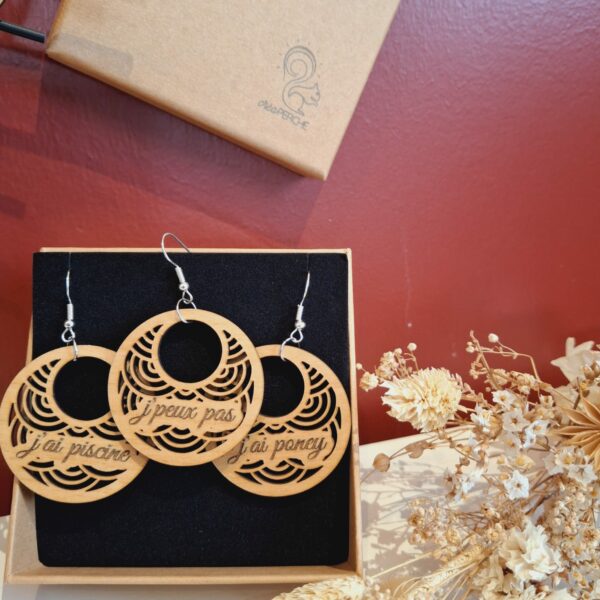 boucles d'oreilles personnalisées en bois - modèle RING dans son coffret