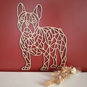chien bulldog français en bois façon origami