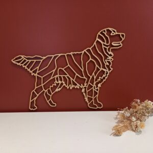 chien golden retriever en bois façon origami