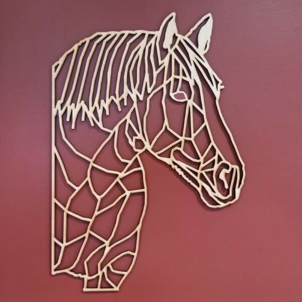 Tête de cheval Percheron en bois façon origami