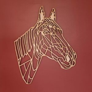 Tête de cheval selle français en bois façon origami