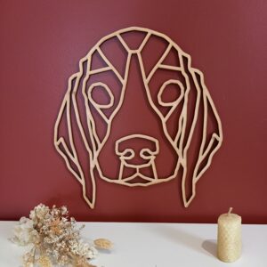 tête de chien beagle en bois façon origami