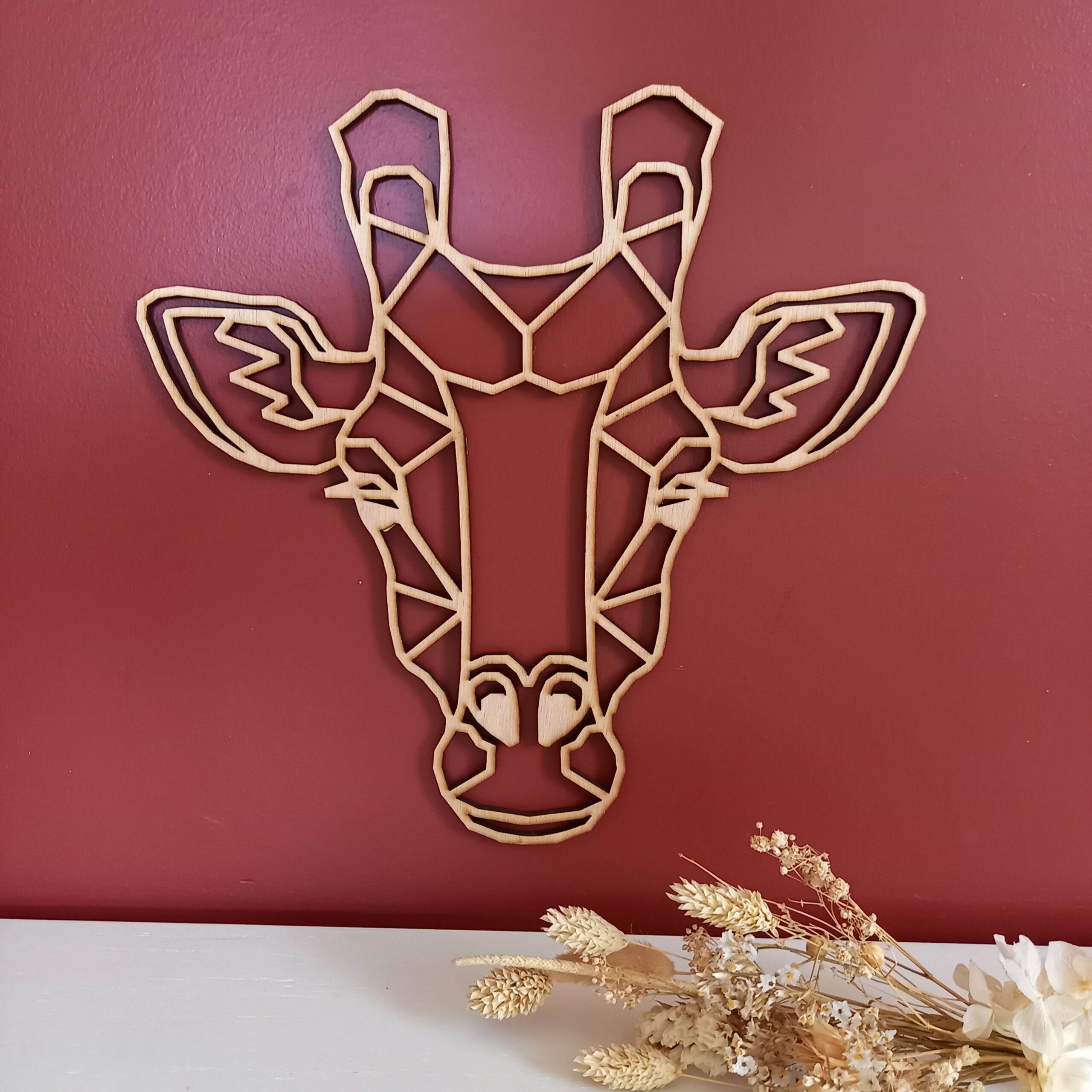 tête de girafe en bois façon origami