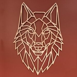 tête de loup en bois façon origami
