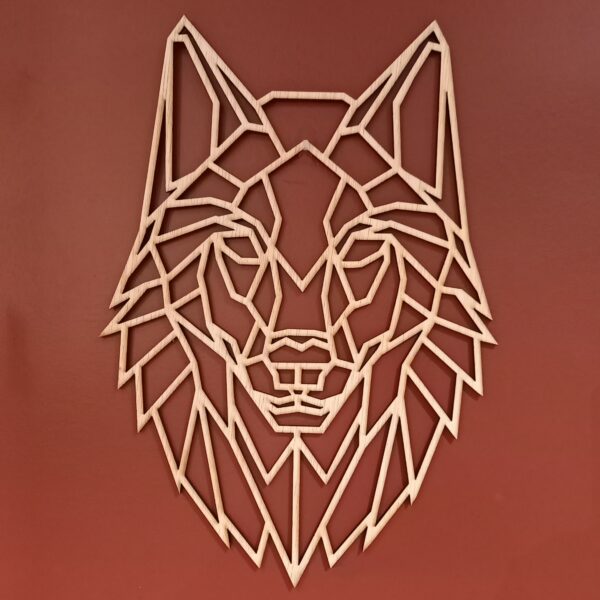 tête de loup en bois façon origami