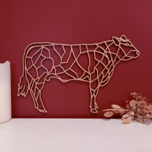 vache blonde d'Aquitaine en bois façon origami