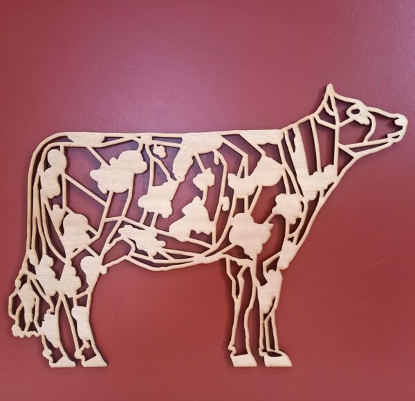 Vache de race normande en bois façon origami