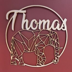 couronne prénom personnalisée en bois éléphant