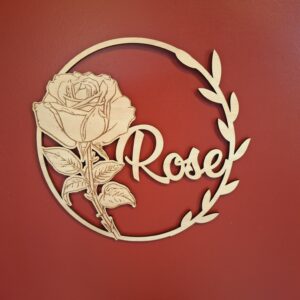 couronne prénom personnalisée en bois fleur rose