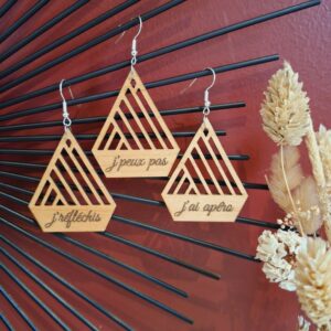boucles d'oreilles personnalisées en bois - modèle JU