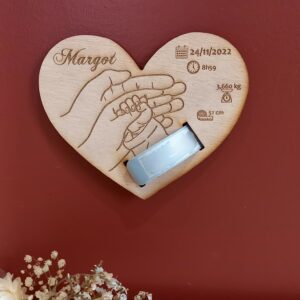 support de bracelet de naissance en bois personnalisé