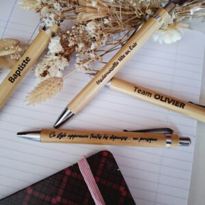 stylo bille rétractable en bois personnalisé