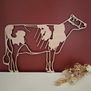 Vache de race prim'holstein en bois façon origami